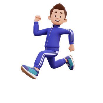 3d male character happy running png