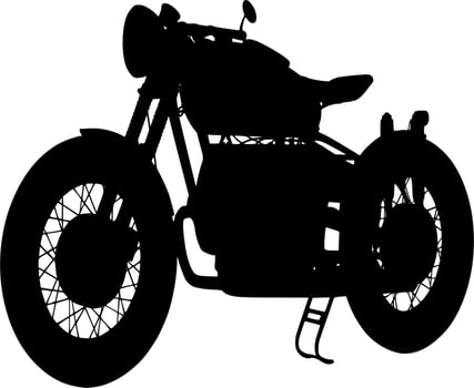 Vector silhouette of motorcycle on white background