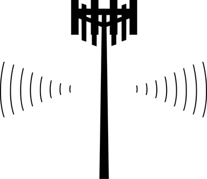 Vector silhouette of signal tower on white background