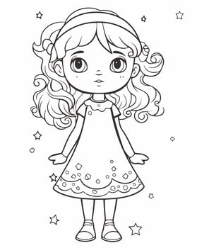 young girl coloring page vector