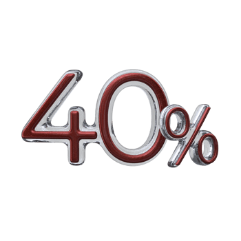 40 percent 3D render transparent background png