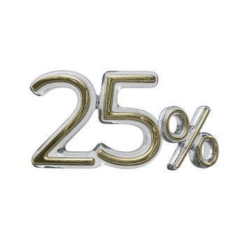 25 percent 3D render transparent background png