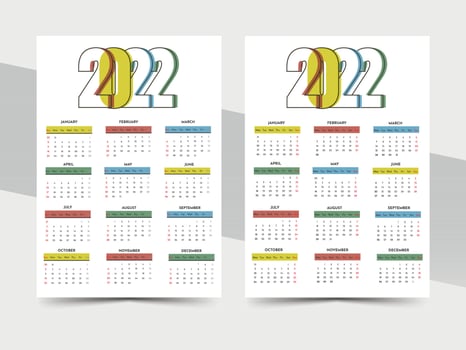 Yearly desk calendar design. vector