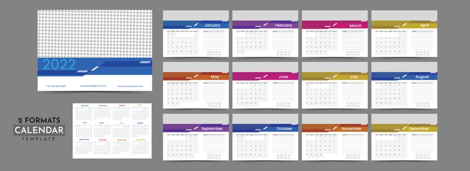 Yearly desk calendar design. vector