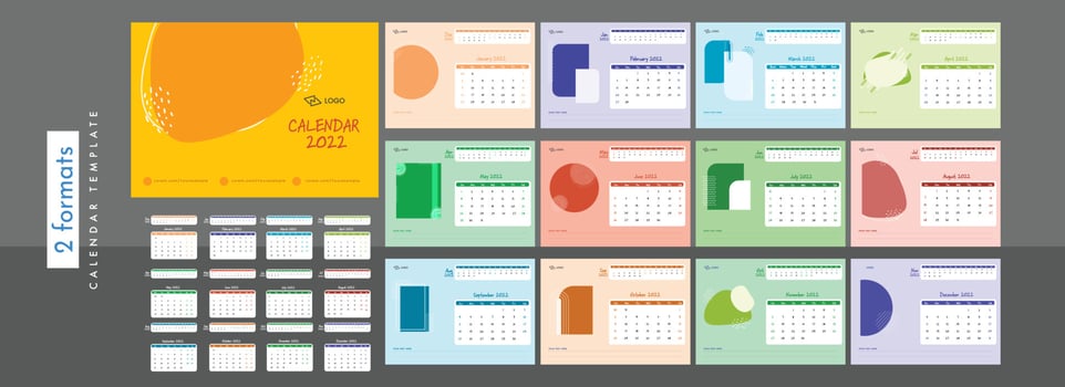 Yearly desk calendar design. vector