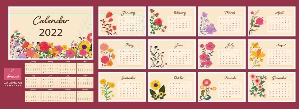 Yearly desk calendar design. vector