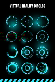Sci-fi futuristic hud dashboard display virtual reality technology screen, target. Circles with navigation and progress bar. vector