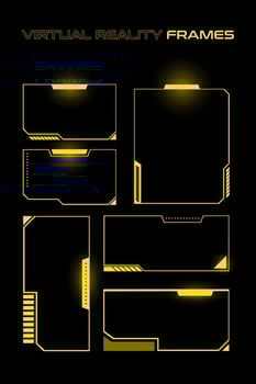 Virtual Reality Interface Frames. Cyberpunk computer elements for Futuristic Design. Vector resources for sci-fi genre.