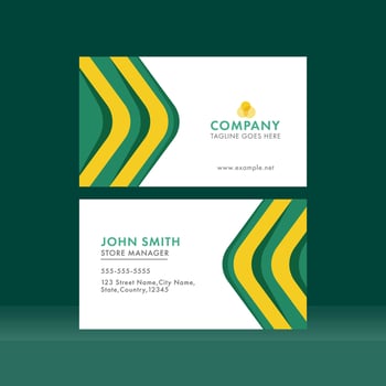 Modern Horizontal Business Card Template On Green Background. vector