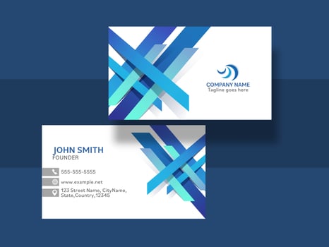 Horizontal business card with front and back presentation. vector