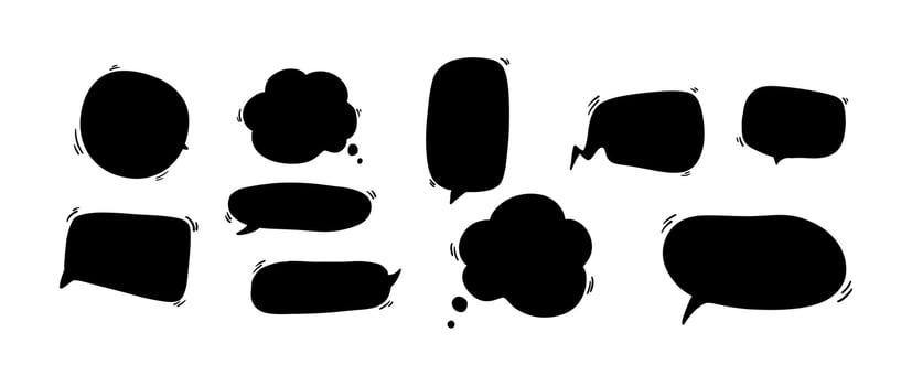 Set of speech message bubble isolated on white background. Dialog chat doodle collection. Vector illustration