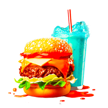 hamburger and juice illustration png