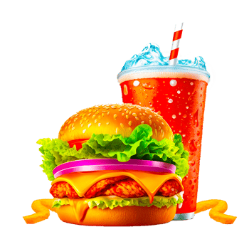 3d render illustration of hamburger and soft drink isolated png