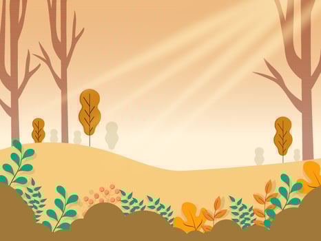 Autumn Season Nature Background With Sun Rays. vector