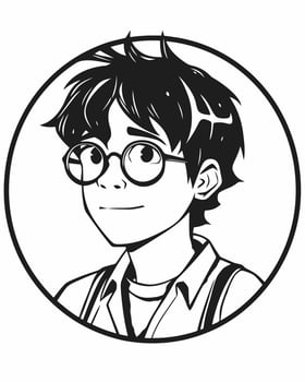 Anime boy logo vector