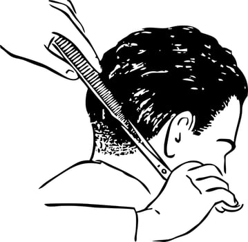 Vector silhouette of haircut style on white background