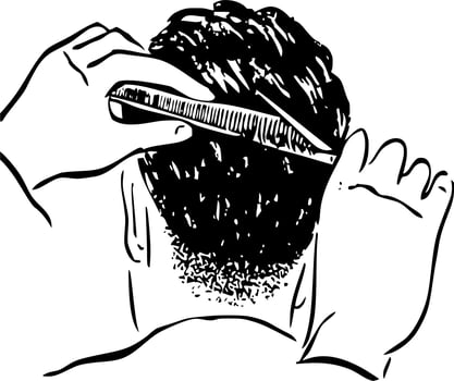 Vector silhouette of haircut style on white background