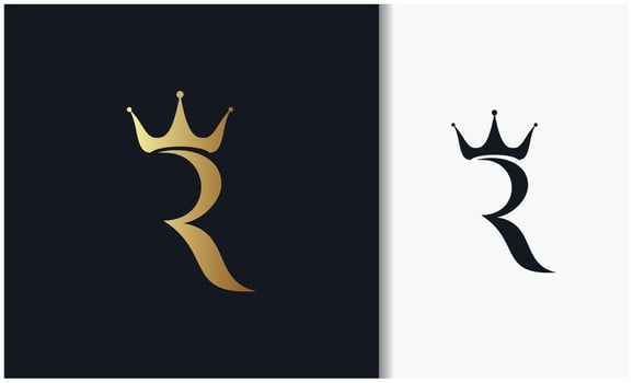Letter R crown logo vector