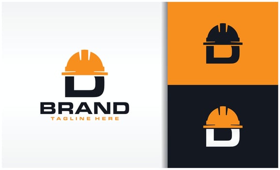 initials D cap construction logo vector