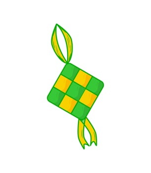 colorfull ketupat ilustration. eid fitr food in indonesia and malaysia. realistic ramadhan ketupat. hand drawn ketupat icon. vector