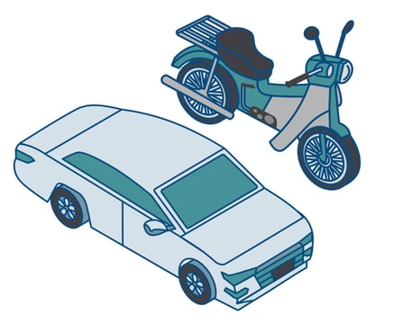 car and bike vector illustration