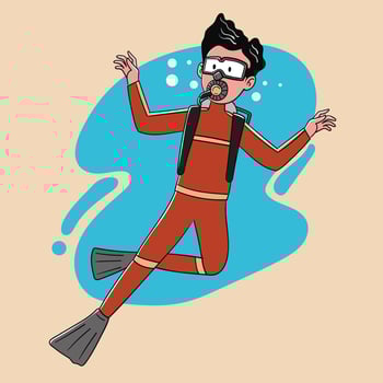 Character illustration of a man diving vector