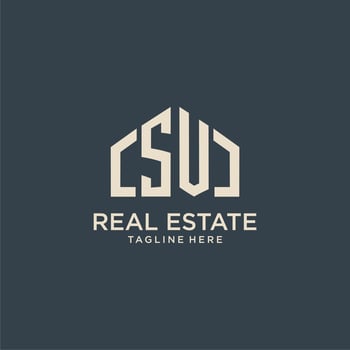 SV initial monogram logo for real estate design vector