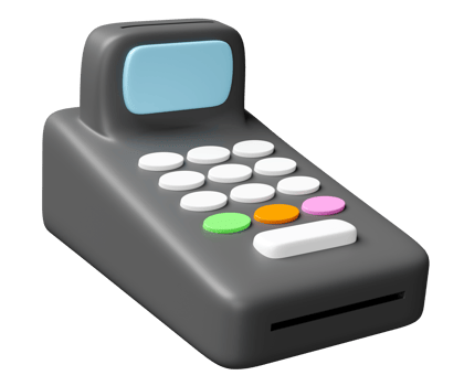 3d payment machine or pos terminal float icon isolated. 3d render illustration png
