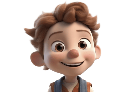 Cute happy ilttle boy character on transparent background, created with png