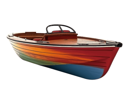 High speed colorful boat in png