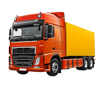 Construction truck in yellow png background
