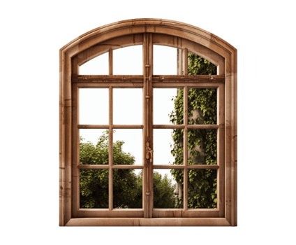 Wooden window in transparent background png
