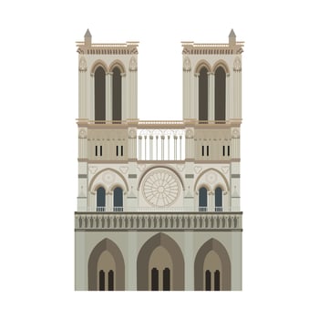Notre Dame of Paris cathedral vector illustration isolated on white background