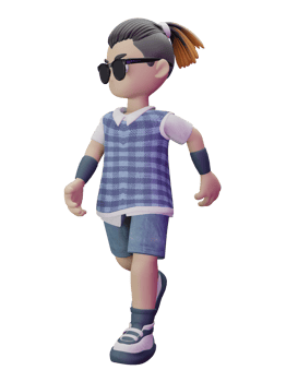 3d cartoon character with glasses png