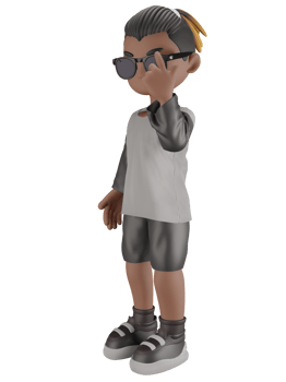 3d cartoon character with glasses png