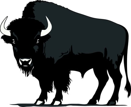 black silhouette of bison animal vector