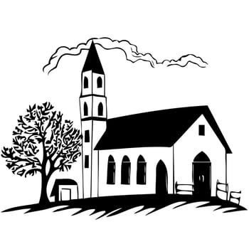 classic small church building black and white silhouette vector