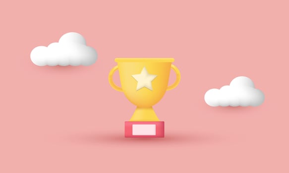 3d realistic vector trophy cup star illustration trendy icon modern style object symbols illustration isolated on background