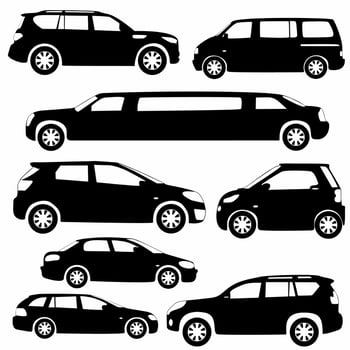 set of car side silhouettes, white background vector