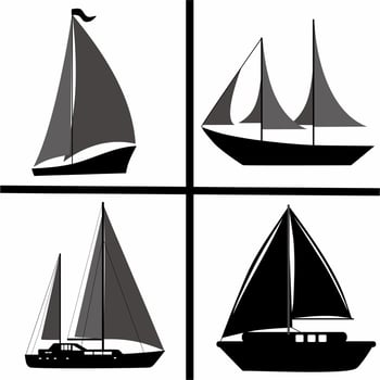 Sailboat vector silhouette, logo, icon