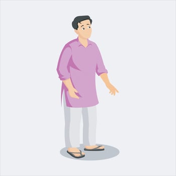 Asian Farmer village character - farmer Cartoon character vector