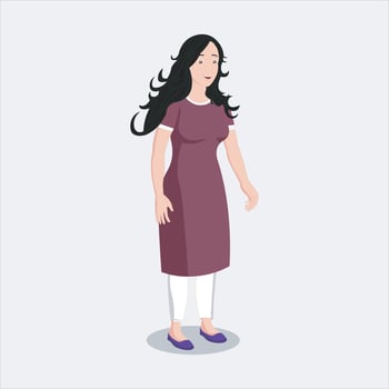cartoon character woman - indian woman salwar kameez vector