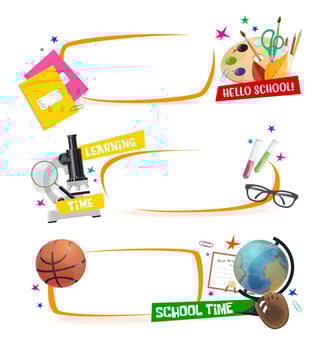 School supply banners, education or back to school vector
