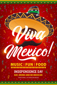 Viva Mexico vector flyer with mexican symbols