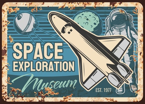 Space exploration museum vector rusty metal plate