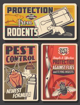Pest control insects and rodents extermination vector