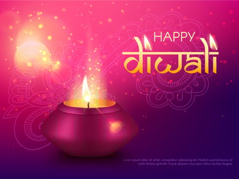 Diwali Deepavali Indian happy holiday, India Hindu vector