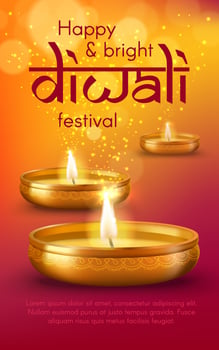 Diya lamps of Diwali or Deepavali Indian festival vector