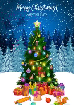 Gifts under Christmas tree, Merry Xmas holiday vector