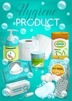 Personal hygiene and toiletries products banner vector